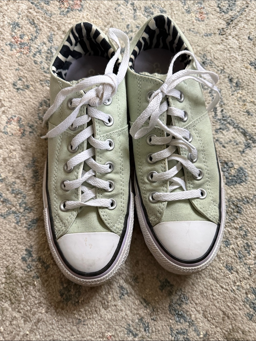 Converse Low-Top Sneakers in Light Green with White Accents